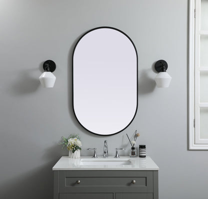 Metal Frame Oval Mirror 24x40 Inch in Black
