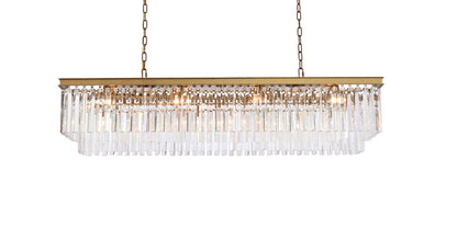 Sydney 60 inch rectangle crystal chandelier in satin gold