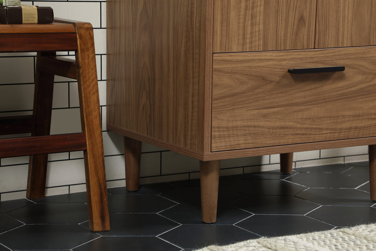 24 inch Single bathroom vanity in walnut brown