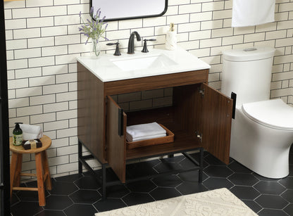 30 inch Single bathroom vanity in walnut