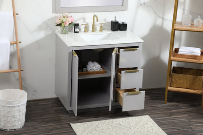 36 inch Single bathroom vanity in grey with backsplash