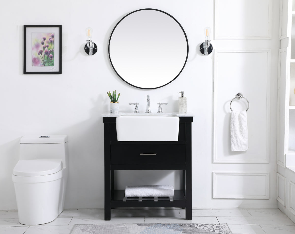 30 inch Single bathroom vanity in black