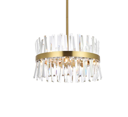 Serephina 20 inch crystal round pendant light in satin gold
