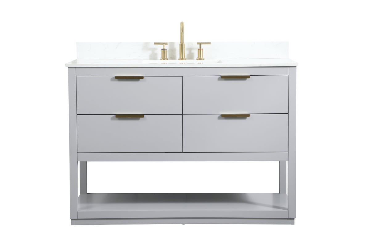 48 inch Single bathroom vanity in grey with backsplash