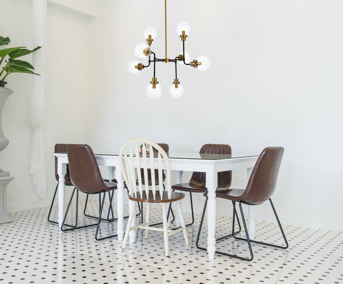 Hanson 8 lights pendant in black with brass with clear shade