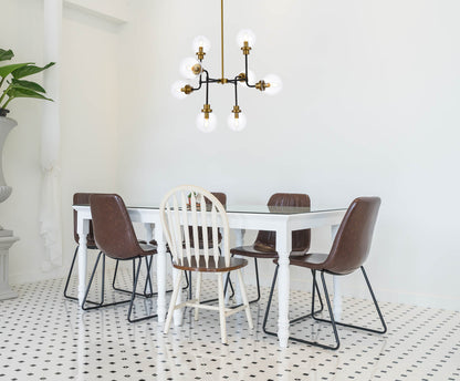 Hanson 8 lights pendant in black with brass with clear shade