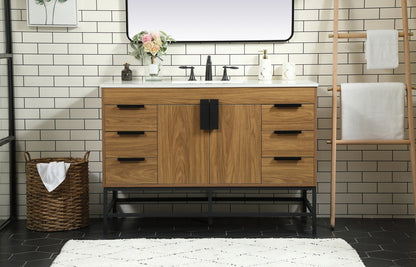 48 inch Single bathroom vanity in walnut brown