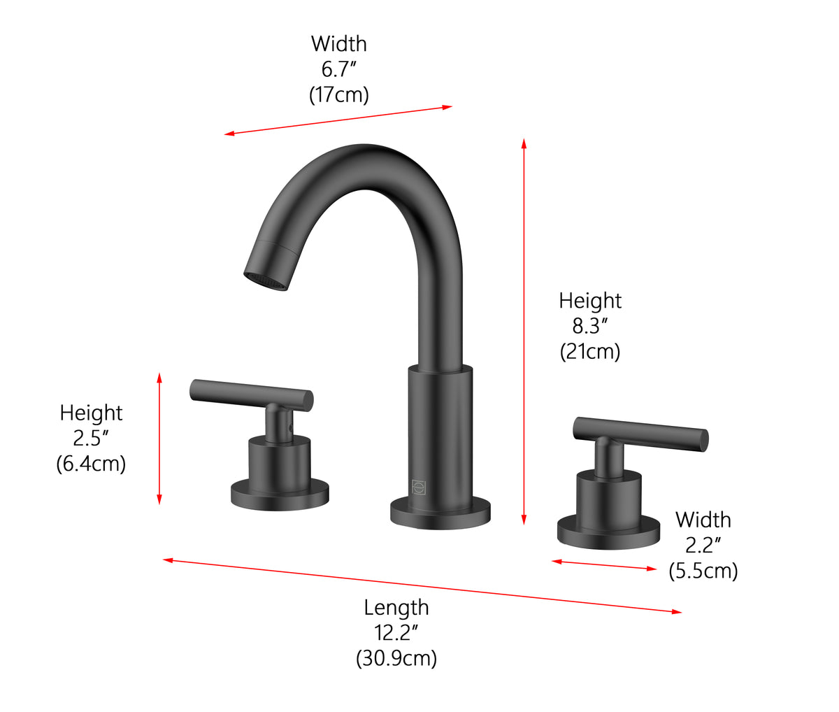 Leah 8 inch Widespread Double Handle Bathroom Faucet in Matte Black
