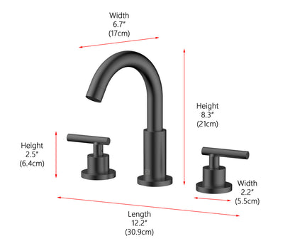 Leah 8 inch Widespread Double Handle Bathroom Faucet in Matte Black