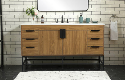 60 inch Single bathroom vanity in walnut brown
