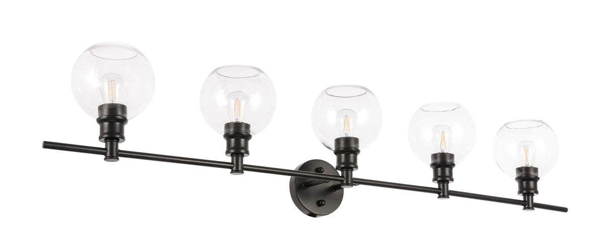 Collier 5 light Black and Clear glass Wall sconce