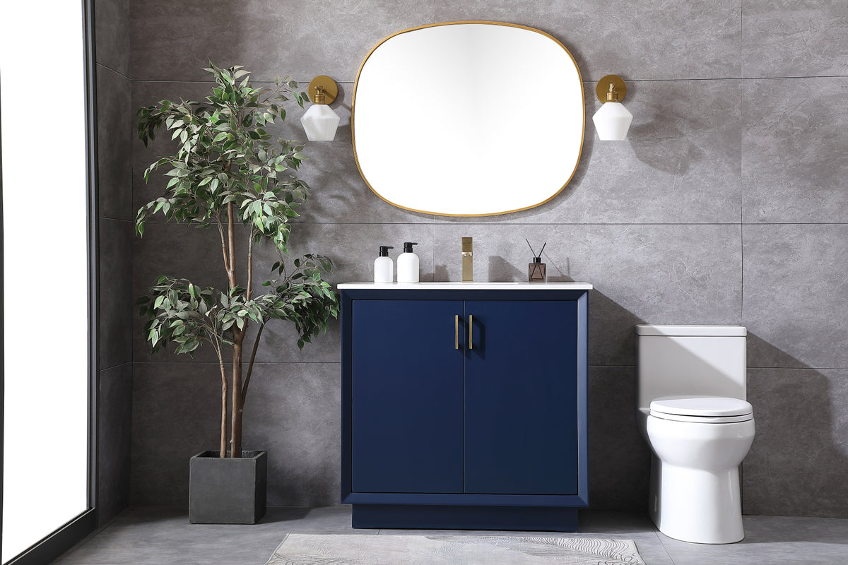 36 Inch SIngle Bathroom Vanity In Blue