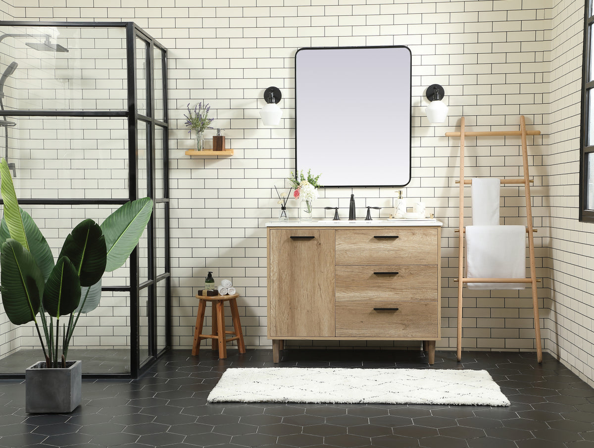 42 inch Single bathroom vanity in natural oak