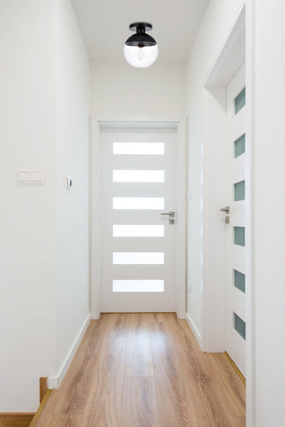 Eclipse 1 Light Black Flush Mount With Clear Glass