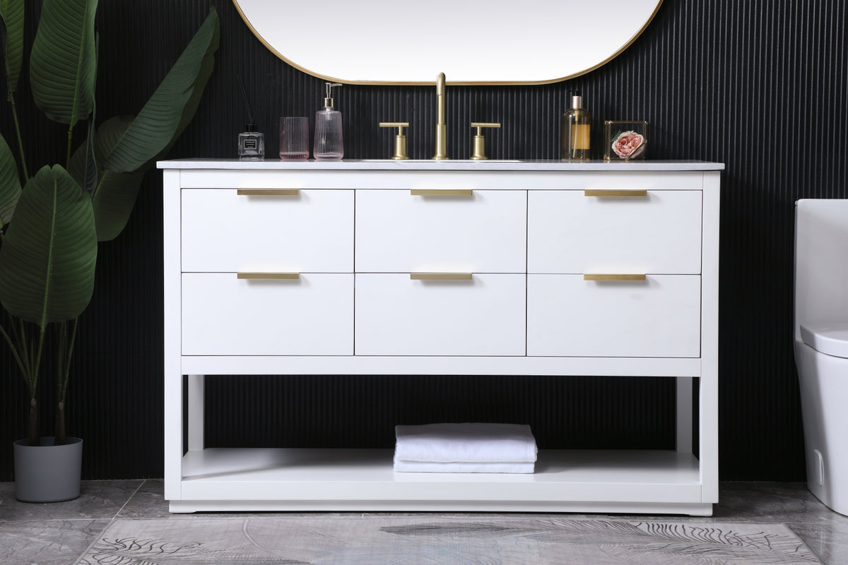 54 Inch SIngle Bathroom Vanity In White