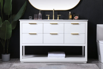 54 Inch SIngle Bathroom Vanity In White