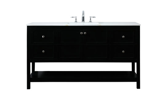 60 inch Single bathroom vanity in black