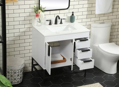 32 inch Single bathroom vanity in white with backsplash