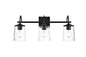 Avani 3 light Black and Clear Bath Sconce