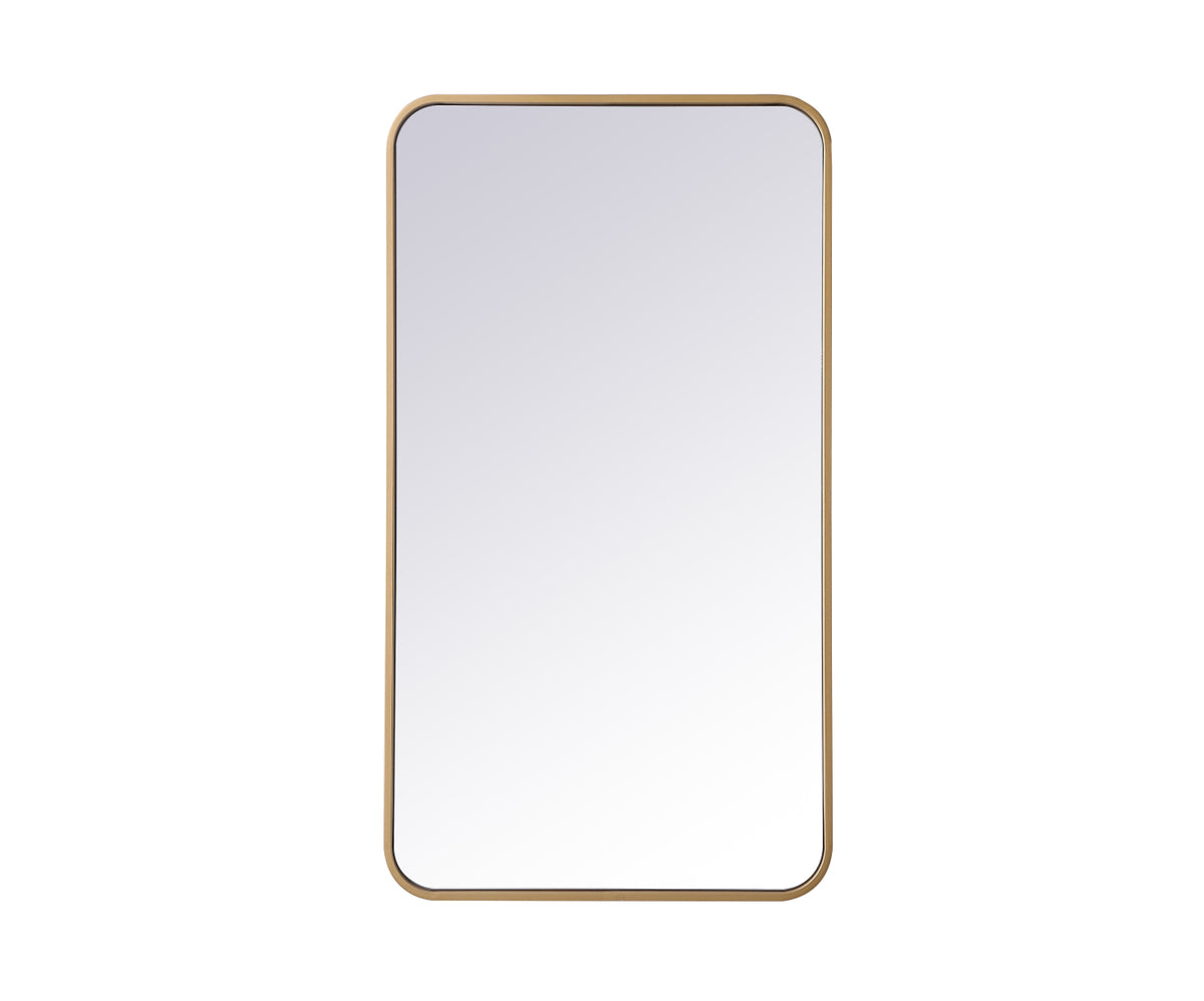 Soft corner metal rectangular mirror 20x36 inch in Brass