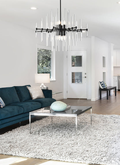 Sienna 31 inch crystal rod pendant in black