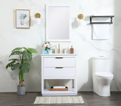 30 inch Single bathroom vanity in white with backsplash