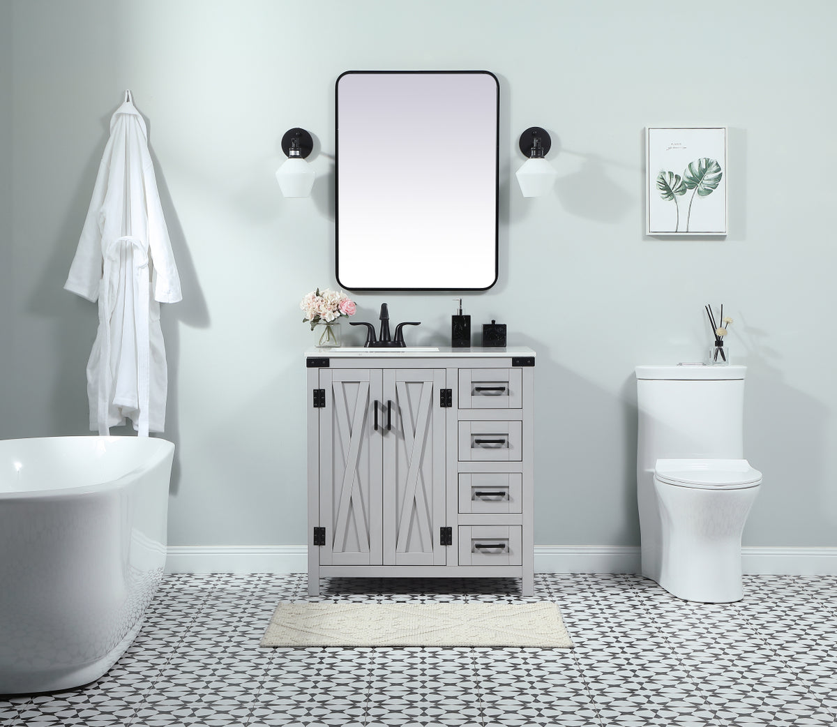 32 inch Single bathroom vanity in grey