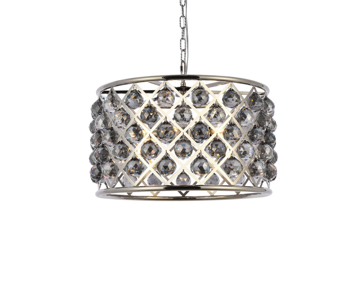Madison 6 light polished nickel Pendant Silver Shade (Grey) Royal Cut Crystal
