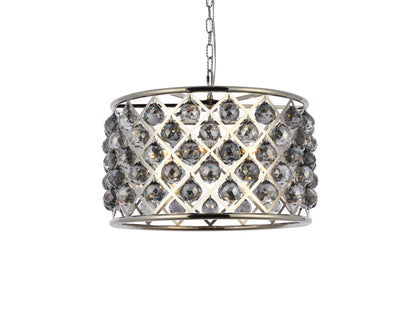 Madison 6 light polished nickel Pendant Silver Shade (Grey) Royal Cut Crystal