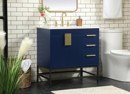 32 inch Single bathroom vanity in blue