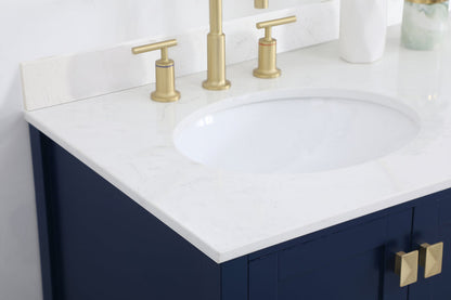 36 inch Single Bathroom Vanity in Blue with Backsplash