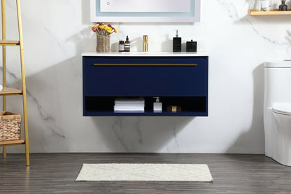 40 inch Single bathroom vanity in blue with backsplash