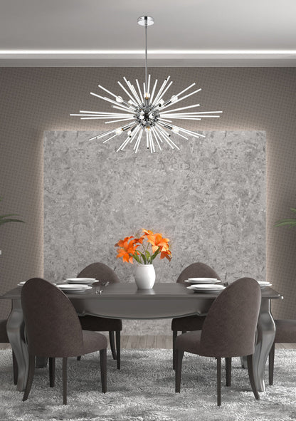 Sienna 42 inch crystal rod pendant in chrome