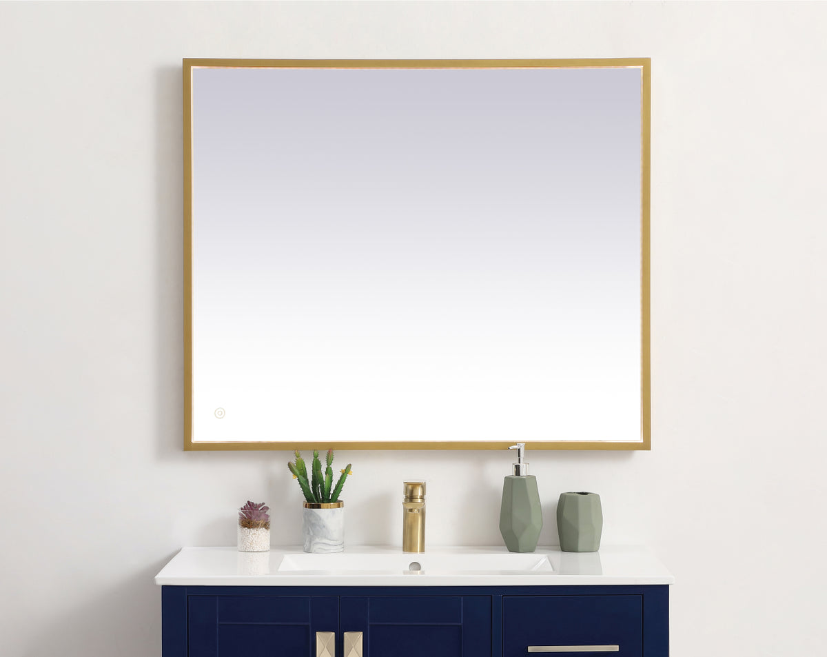 Pier 30x36 inch LED mirror with adjustable color temperature 3000K/4200K/6400K in brass
