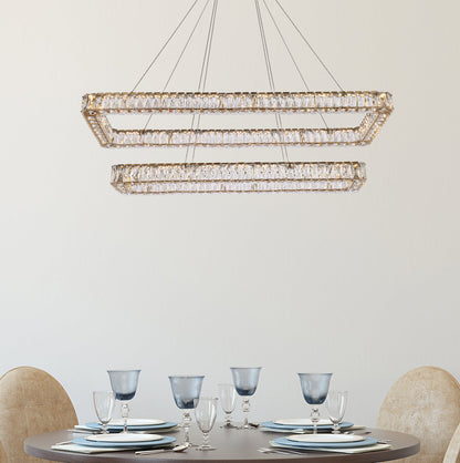 Monroe 50 inch LED double rectangle pendant in gold
