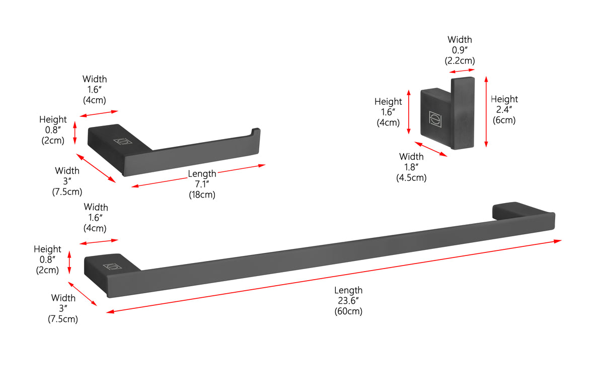 Sofia 3-Piece Bathroom Hardware Set in Matte Black