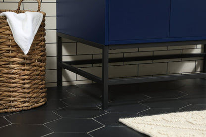 36 inch Single bathroom vanity in blue with backsplash