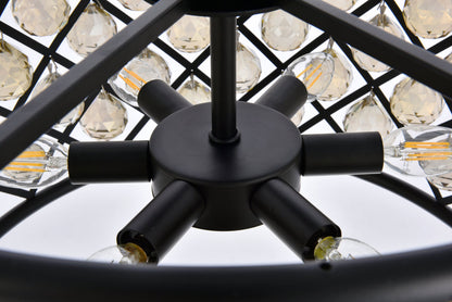 Madison 6 light Matte Black Pendant Golden Teak (Smoky) Royal Cut Crystal