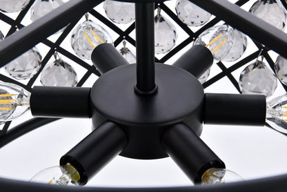 Madison 6 light Matte Black Pendant Silver Shade (Grey) Royal Cut Crystal