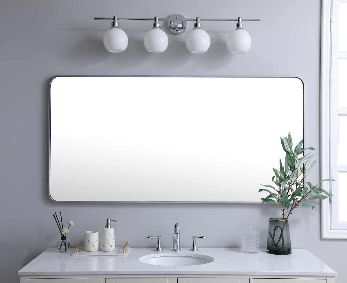 Soft corner metal rectangular mirror 30x60 inch in Silver