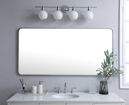 Soft corner metal rectangular mirror 30x60 inch in Silver