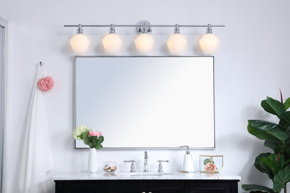 Gene 5 light Chrome and Frosted white glass Wall sconce