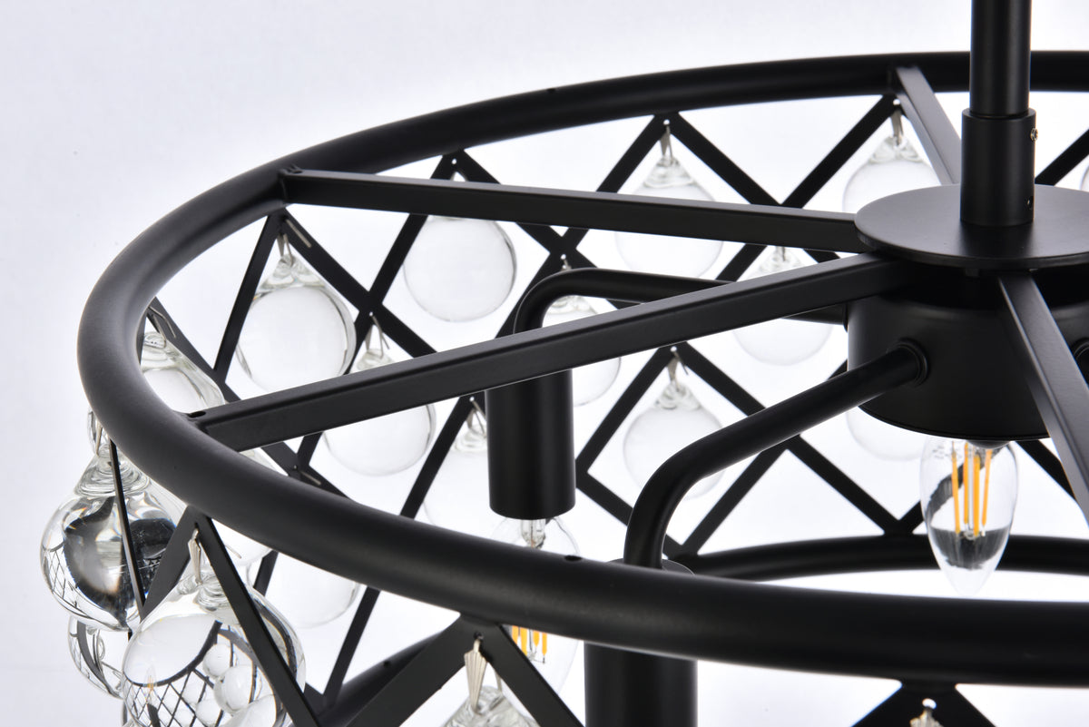 Madison 5 light Matte Black Pendant Clear Royal Cut Crystal