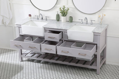 72 inch double bathroom vanity in grey