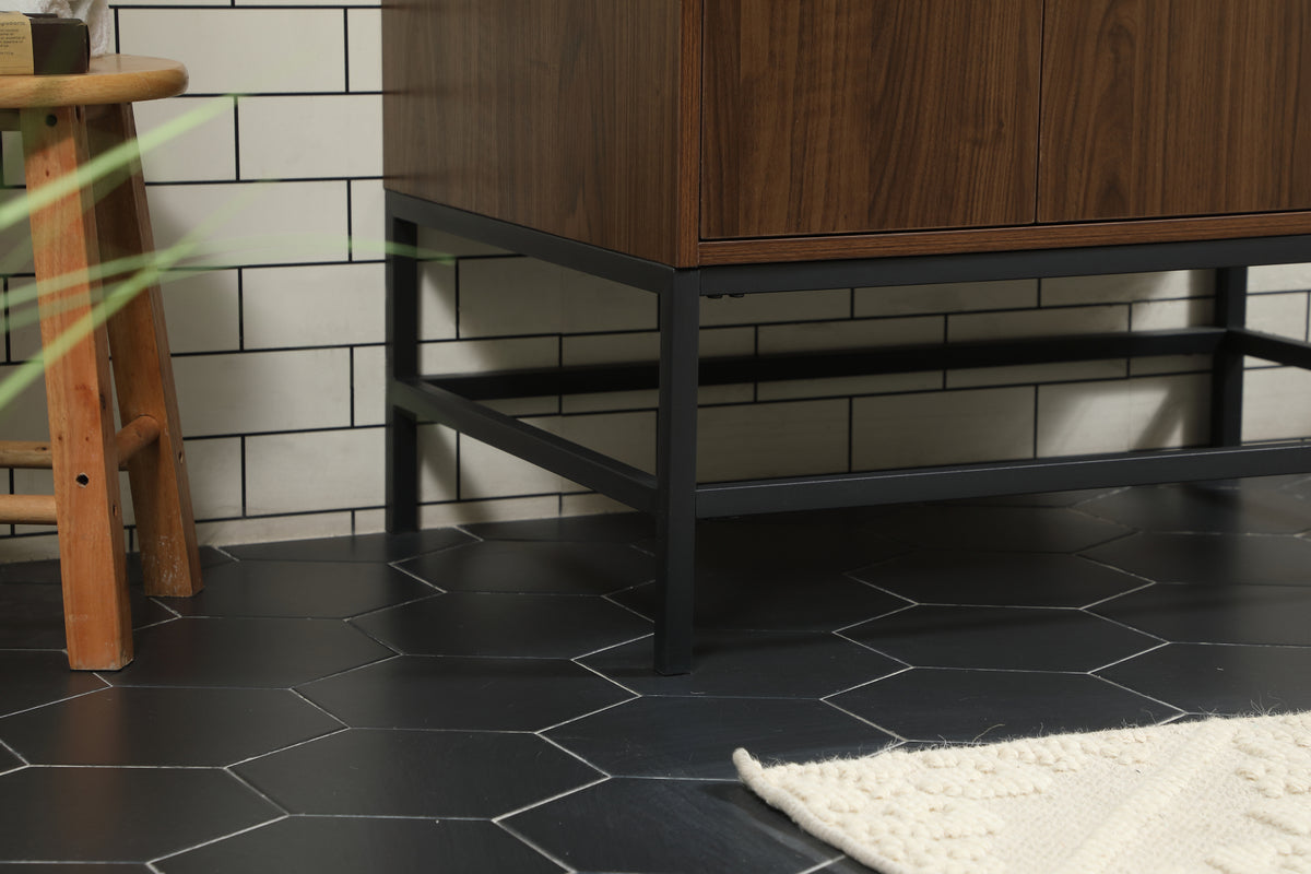 32 inch Single bathroom vanity in walnut with backsplash