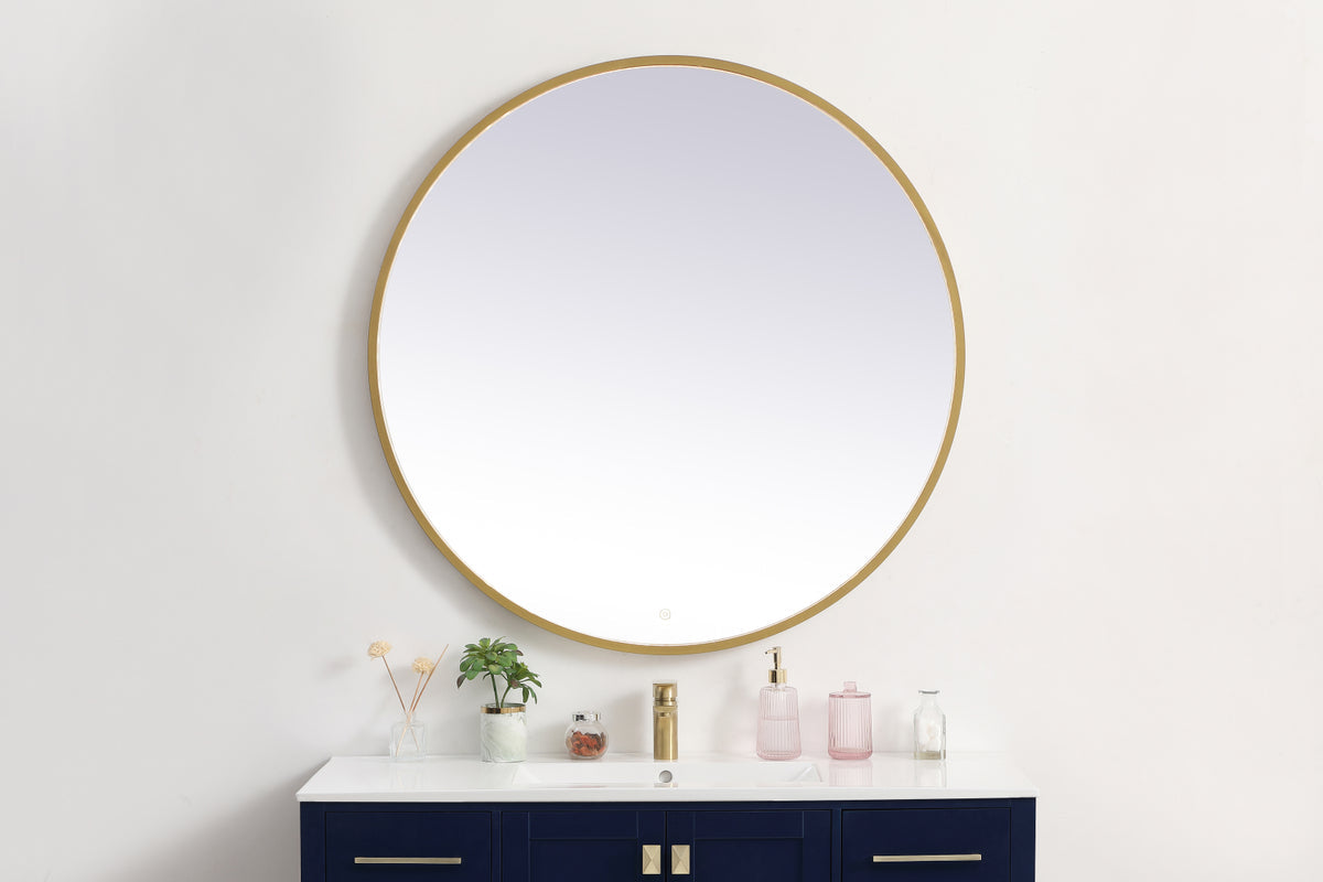 Pier 42 inch LED mirror with adjustable color temperature 3000K/4200K/6400K in brass