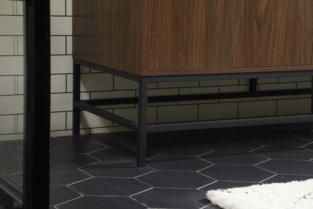 60 inch double bathroom vanity in walnut