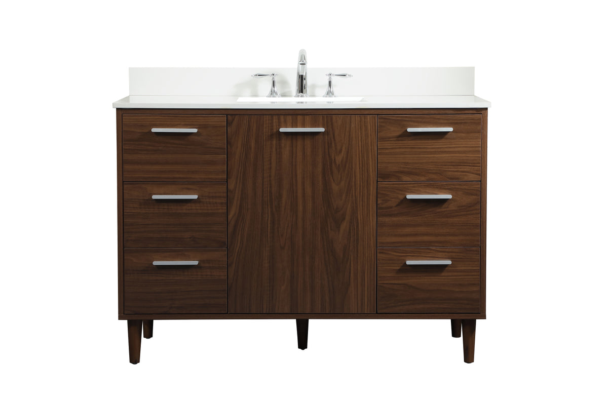 48 inch bathroom vanity in Walnut with backsplash