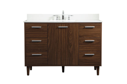 48 inch bathroom vanity in Walnut with backsplash