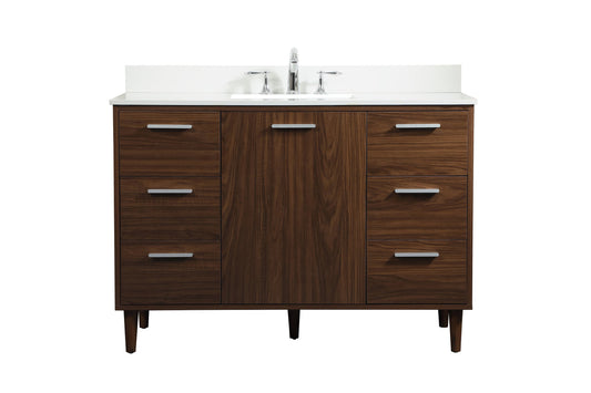 48 inch bathroom vanity in Walnut with backsplash